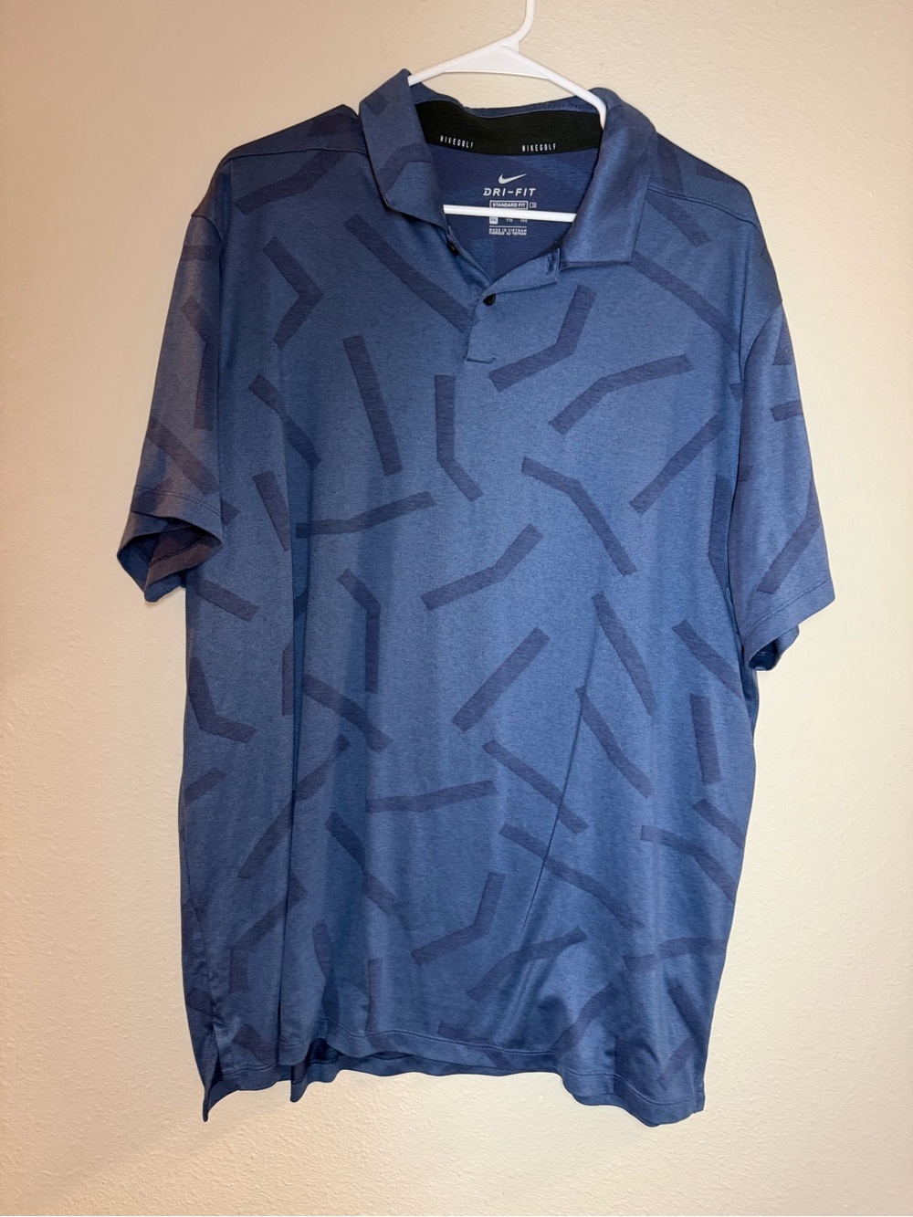 Nike Men's Blue Patterned Dri-FIT Polo